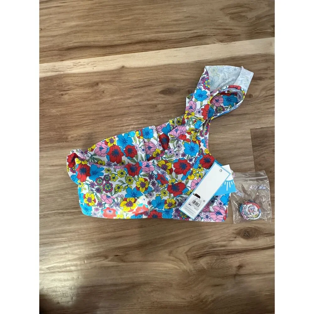 NWT Draper James Mod About You One Shoulder Flounce Ruffle Bikini Top Size XS